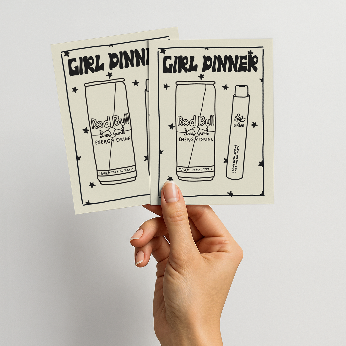 Girl Dinner – Red Bull & Vape (A6 Gloss Print)
