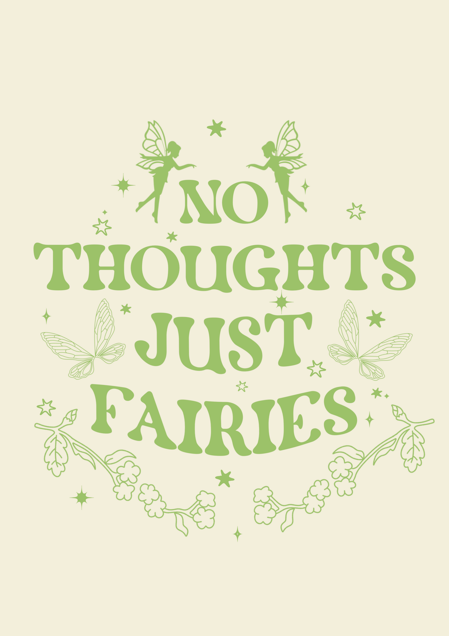 Green No Thoughts A4 Print